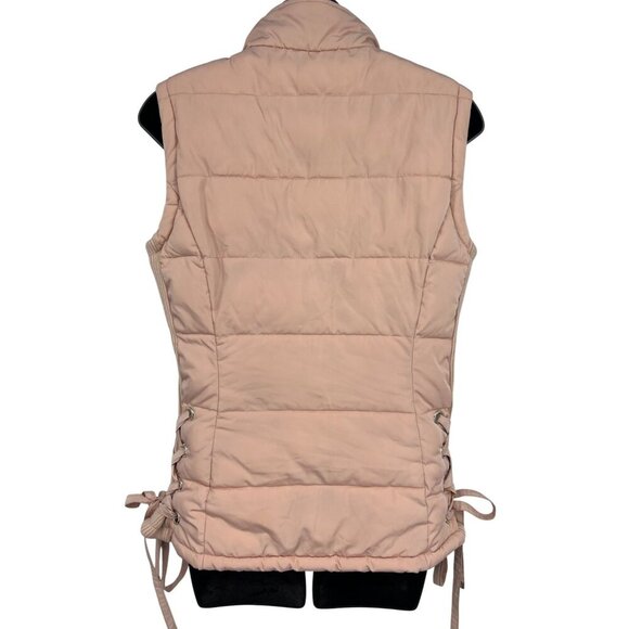 Calvin Klein Women XS Extra Small Quilt Puffer Vest Blush Pink Tie Lace Side EUC - Picture 5 of 9